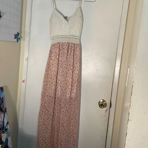 Long pink floral dress